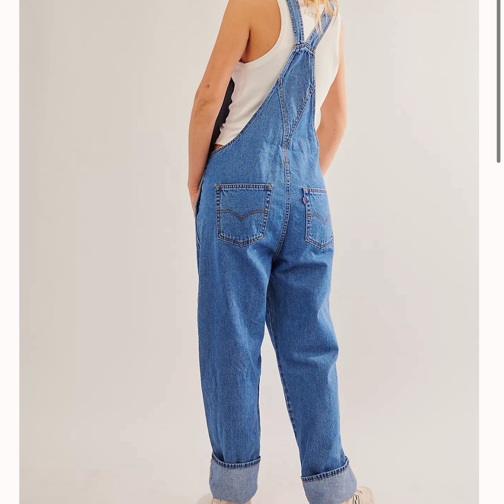 Dark blue denim overalls
